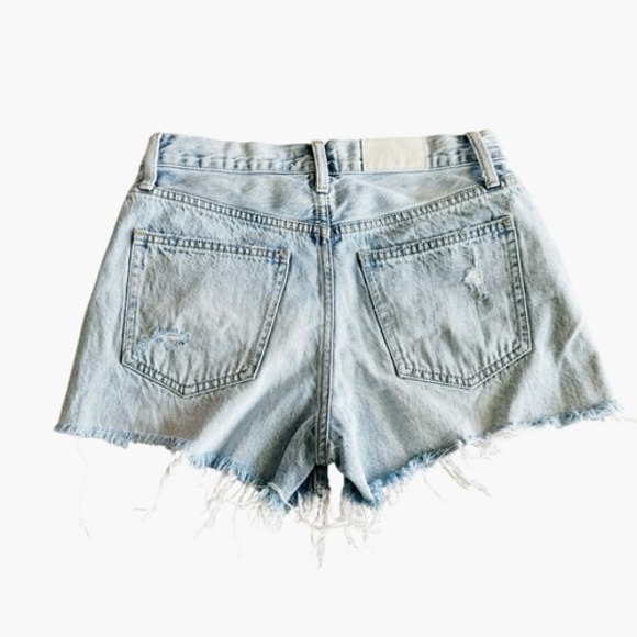 pistola Pants - Pistola High Rise Distressed Cut Off Denim Shorts Light Blue Size 26